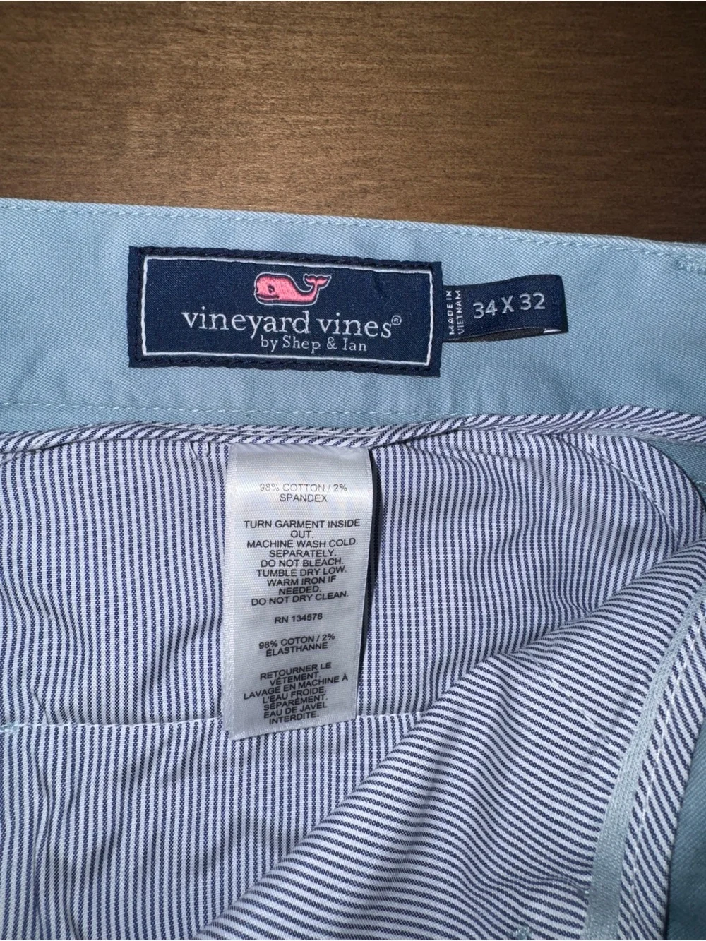Men's Vineyard Vines Breaker Pant Light Blue Chino Pants 34/32 Lightly Worn